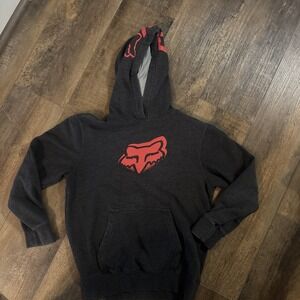 Fox Racing Youth Large Hooded Sweatshirt Logo Gray Red